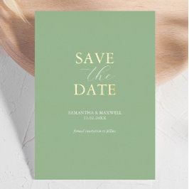 Einfache Seite Grün Save the Date Hochzeitsfolie Folieneinladung