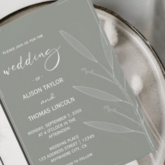 Einfache Seite Grün und Weiß Einladung