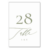 Einfache Seite Grün und Weiß Moderne Kalligrafie Tischnummer (Vorderseite)