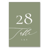 Einfache Seite Grün und Weiß Moderne Kalligrafie Tischnummer (Vorderseite)