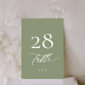 Einfache Seite Grün und Weiß Moderne Kalligrafie Tischnummer