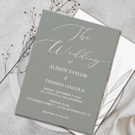 Einfache Seite Grün/Weiß-Kalligrafie Einladung