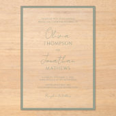 Einfache Seite Grüne Grenze Skript Hochzeit Acryleinladungen (Vorderseite)