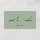 Einfache Seite Grüner handgeschriebener Script QR- Visitenkarte (Vorderseite)