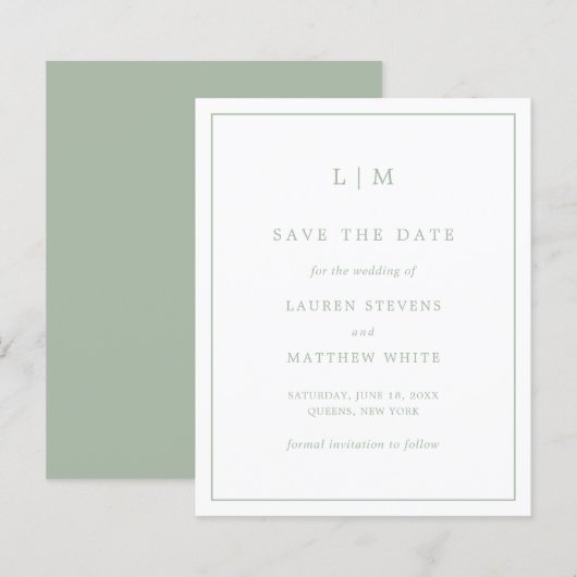 Einfache Seite Grünes Budget Hochzeit speichern Si (Vorne/Hinten)