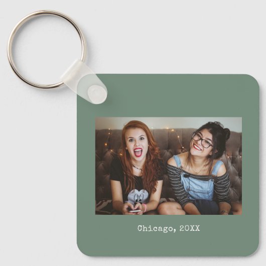 Einfache Seite Grünes Minimalistisches Foto Schlüsselanhänger (Vorderseite)