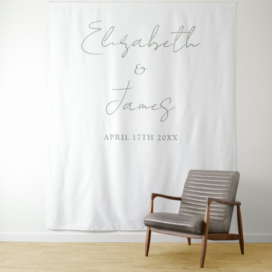 Einfache Seite Grünes Skript Hochzeitsskript Foto Wandteppich (Beispiel)