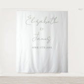 Einfache Seite Grünes Skript Hochzeitsskript Foto Wandteppich (Vorderseite)