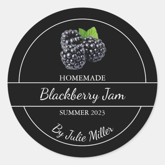 Einfache, selbst gemachte BlackBerry-Jam-Label Runder Aufkleber (Vorderseite)