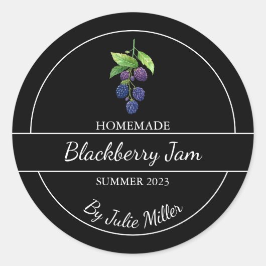 Einfache, selbst gemachte BlackBerry-Jam-Label Runder Aufkleber (Vorderseite)