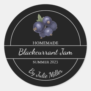 Einfache, selbst gemachte Blackcurrant-Jam-Label Runder Aufkleber