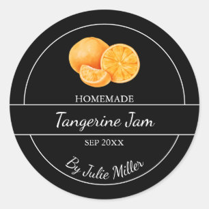 Einfache, selbst gemachte Mandarine Schwarz Runder Aufkleber