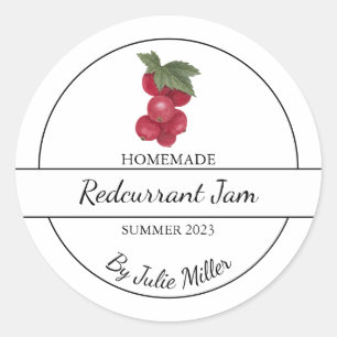 Einfache, selbst gemachte Redcurrant-Jam-Label Runder Aufkleber