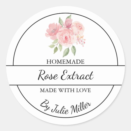 Einfache, selbst gemachte Rose Extract Label Runder Aufkleber (Vorderseite)