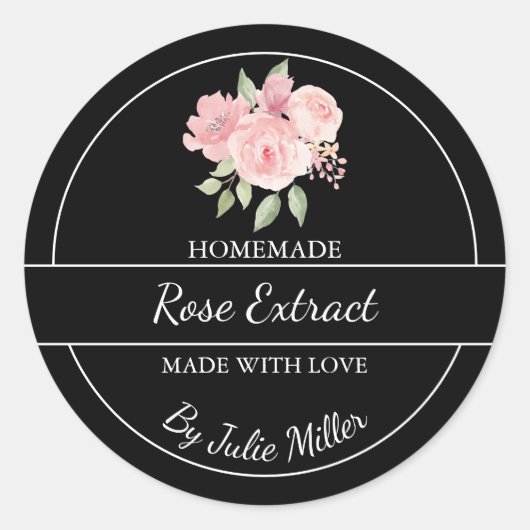 Einfache, selbst gemachte Rose Extract Label Runder Aufkleber (Vorderseite)