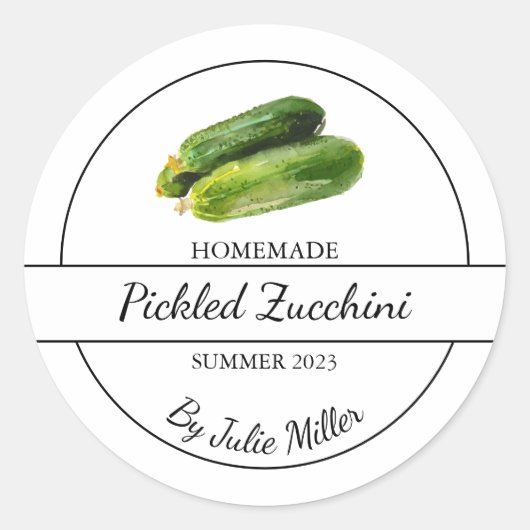 Einfache, selbst gepickte Zucchini-Kennzeichnung Runder Aufkleber (Vorderseite)