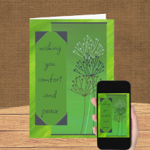 Einfache serene Green Floral Sympathy Card