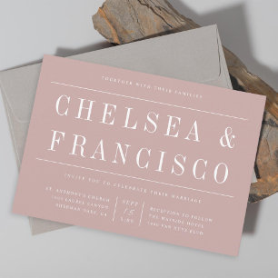 Einfache Serif Moderne Typografie Dusty Rose Hochz Einladung