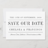 Einfache Serif-Moderne Typografie Hochzeit Save The Date (Vorderseite)