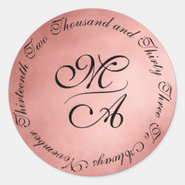 Einfache Shades des Blush Monogram Wedding Date Runder Aufkleber