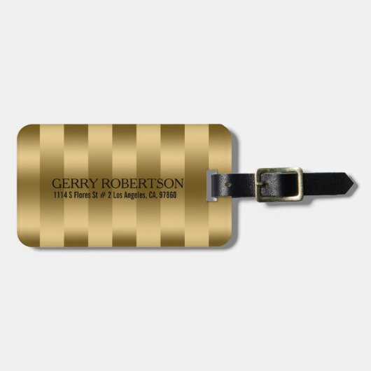 Einfache Shiny Gold Streifen Muster Gepäckanhänger (Vorderseite horizontal)
