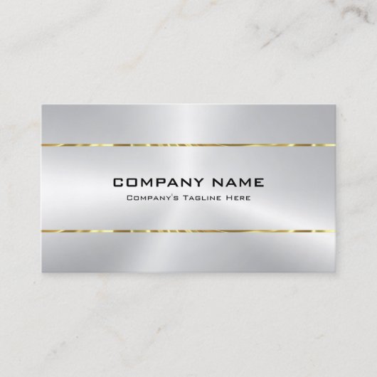 Einfache Shiny-Imitate Metallisches Silber-Gold Visitenkarte (Vorderseite)