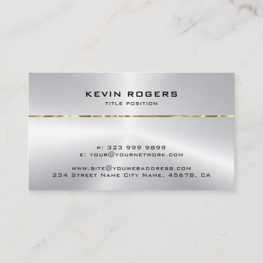 Einfache Shiny-Imitate Metallisches Silber-Gold Visitenkarte (Rückseite)