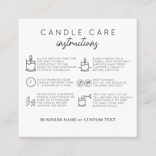 Einfache Sicherheitsanweisungen für Kerzen Begleitkarte (Vorderseite)