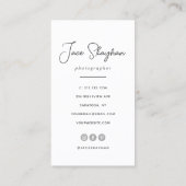 Einfache Signatur Elegante Script-Fotografie Visitenkarte (Rückseite)