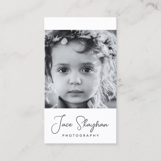 Einfache Signatur Elegante Script-Fotografie Visitenkarte (Vorderseite)