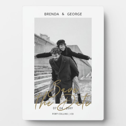 Einfache Signatur Minimalistisches Foto Save the D Fotoplatte (Vorderseite)