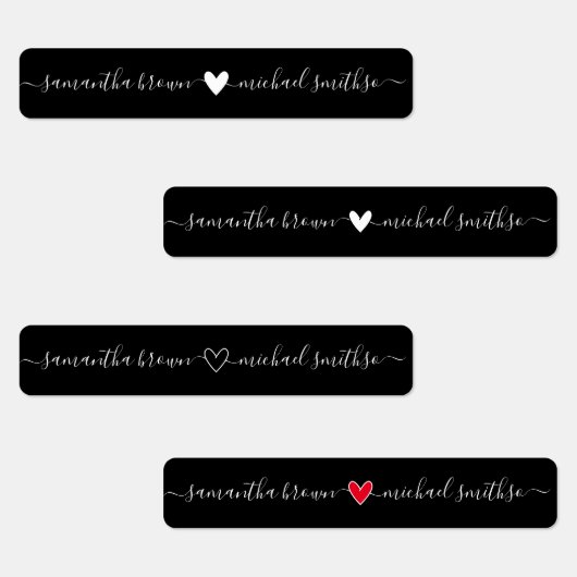 Einfache Signatur Name Elegant schwarz Etiketten (Gruppe)