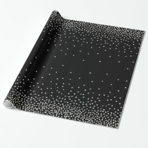 Einfache Silber-Confetti im Schwarzwaldstil Geschenkpapier