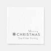 Einfache Silber frohe Weihnachtsfamilie Name Serviette (Vorderseite)