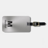 Einfache Silber- und Schwarz-Monogramm-Telefonnumm Gepäckanhänger (Vorderseite horizontal)