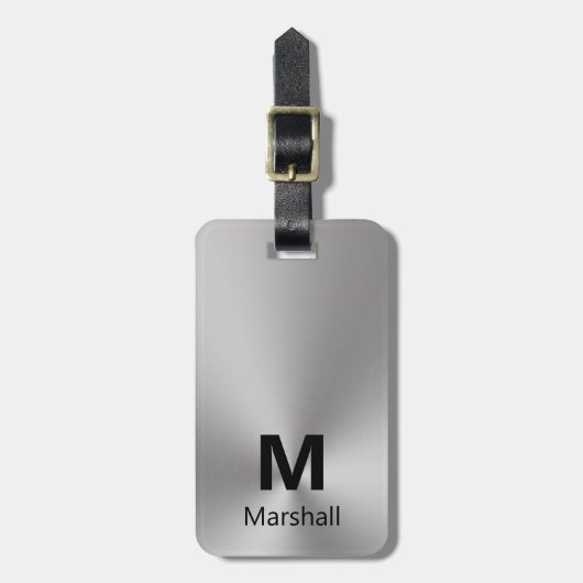 Einfache Silber- und Schwarz-Monogramm-Telefonnumm Gepäckanhänger (Vorderseite vertikal)