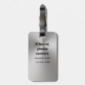 Einfache Silber- und Schwarz-Monogramm-Telefonnumm Gepäckanhänger (Rückseite vertikal)