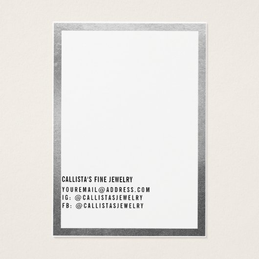 Einfache Silber-weiße Display-Karte (Rückseite)