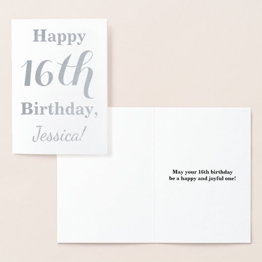 Einfache Silberfolie 16. Geburtstag + Individuelle Folienkarte (Anzeige)