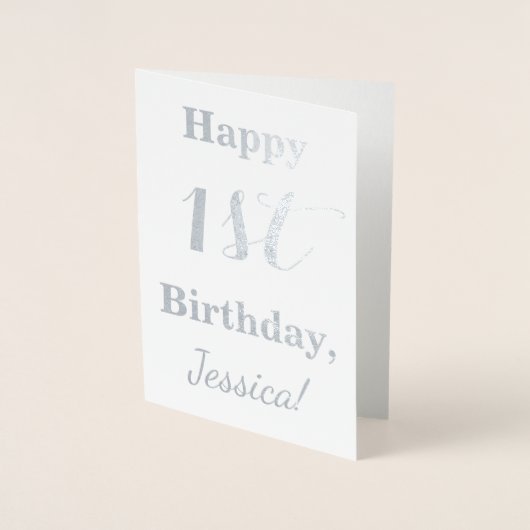 Einfache Silberfolie 1. Geburtstag + Individuelle Folienkarte (Vorderseite)