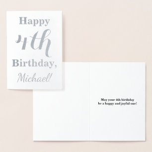 Einfache Silberfolie 4. Geburtstag + Individuelle Folienkarte