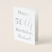 Einfache Silberfolie 50. Geburtstag + Individuelle Folienkarte (Vorderseite)