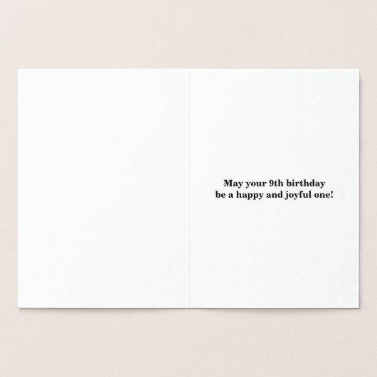 Einfache Silberfolie 9. Geburtstag + Individuelle Folienkarte (Innenseite)