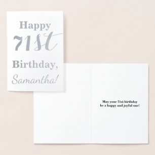 Einfache Silberfolie "HAPPY 71. GEBURTSTAG" + Name Folienkarte