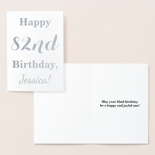 Einfache Silberfolie "HAPPY 82. BIRTHDAY" + Name Folienkarte (Anzeige)