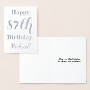 Einfache Silberfolie "HAPPY 87. GEBURTSTAG" + Name Folienkarte