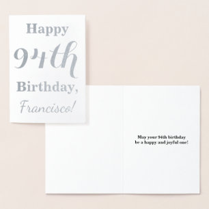 Einfache Silberfolie "HAPPY 94. GEBURTSTAG" + Name Folienkarte