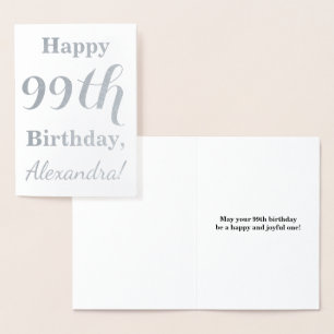 Einfache Silberfolie "HAPPY 99. GEBURTSTAG" + Name Folienkarte