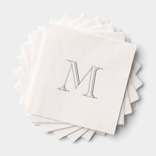 Einfache silberne Folie Monogramm Serviette (Insitu (Gestapelt))