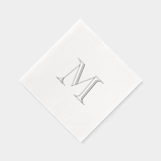 Einfache silberne Folie Monogramm Serviette (Rechts)